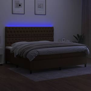 Box spring postel s matrací a LED tmavě hnědá 200x200 cm textil - obrázek 4