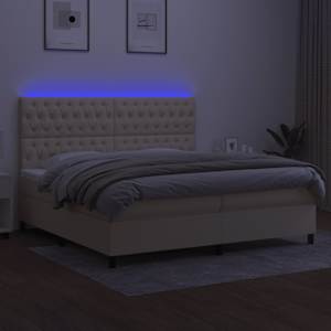 Box spring postel s matrací a LED krémová 200x200 cm textil - obrázek 4