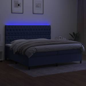 Box spring postel s matrací a LED modrá 200x200 cm textil - obrázek 4