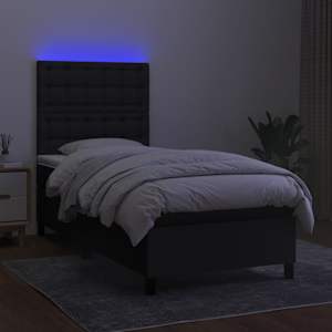 Box spring postel s matrací a LED černá 80 x 200 cm textil - obrázek 4