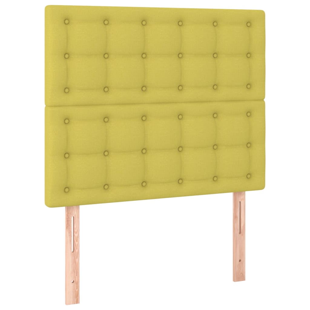 Pat cu arcuri, saltea și LED, verde, 80x200 cm, textil