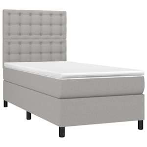 Box spring postel s matrací a LED světle šedá 90x190 cm textil - obrázek 3