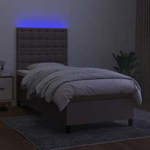 Box spring postel s matrací a LED taupe 90x190 cm textil - obrázek 4