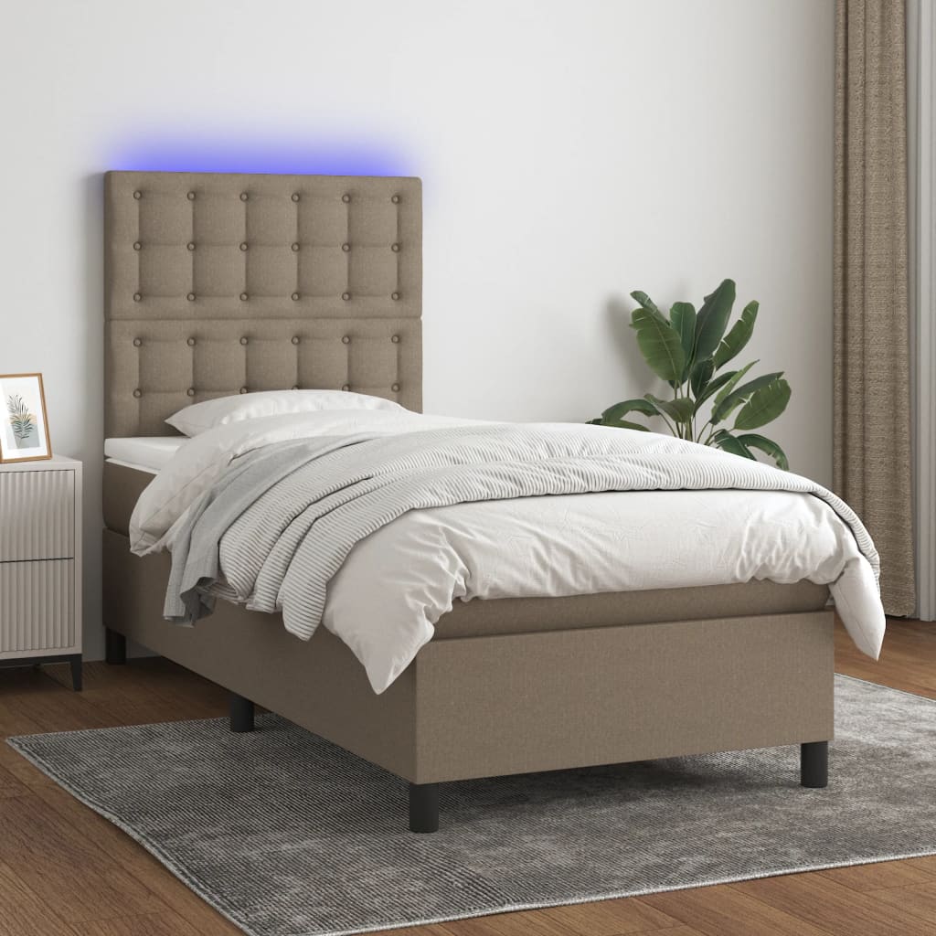 Thumbnail - vidaXL Boxspringbett mit Matratze & LED Taupe 100x200 cm Stoff