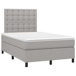 vidaXL Box Spring Bed with Mattress&LED Light Grey 120x200 cm Fabric
