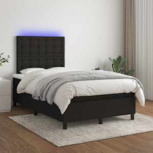 Box spring postel s matrací a LED černá 120 x 200 cm textil - obrázek 1