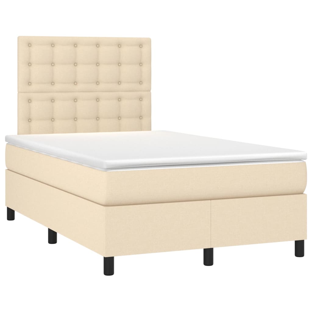 Thumbnail - vidaXL Boxspringbett mit Matratze & LED Creme 120x200 cm Stoff