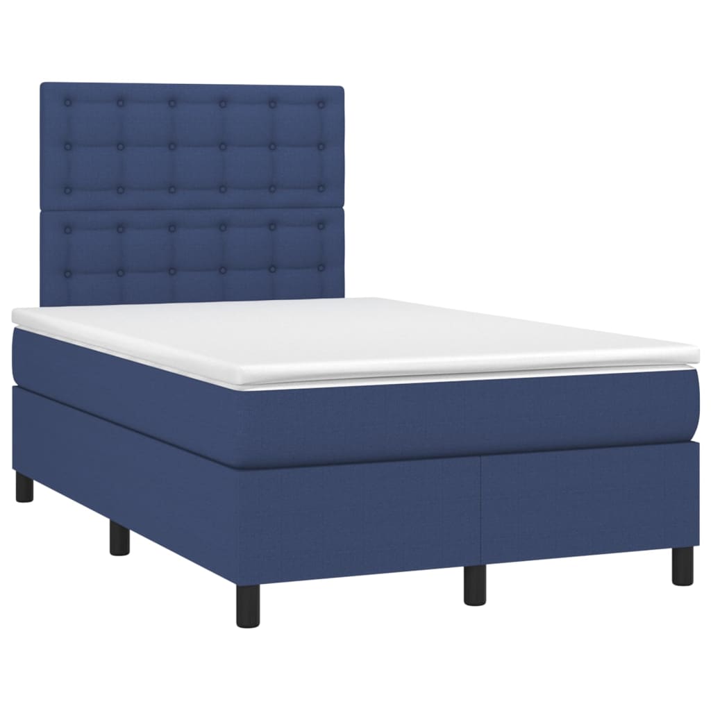 vidaXL Boxspring met matras en LED stof blauw 120x200 cm afbeelding