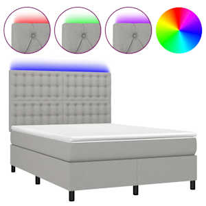 Box spring postel s matrací a LED světle šedá 140x190 cm textil - obrázek 2
