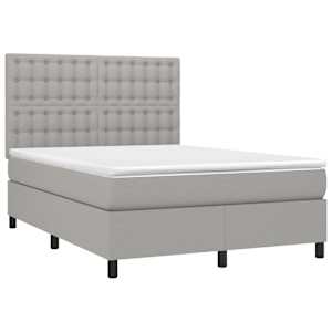 Box spring postel s matrací a LED světle šedá 140x190 cm textil - obrázek 3