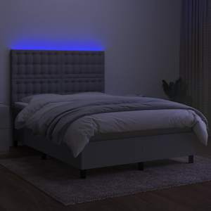 Box spring postel s matrací a LED světle šedá 140x190 cm textil - obrázek 4