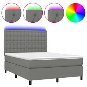 Box spring postel s matrací a LED tmavě šedá 140x190 cm textil - obrázek 2