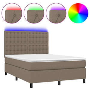 Box spring postel s matrací a LED taupe 140x190 cm textil - obrázek 2