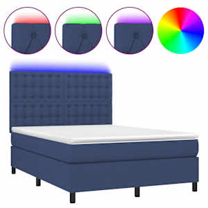 Box spring postel s matrací a LED modrá 140x190 cm textil - obrázek 2