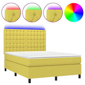 Box spring postel s matrací a LED zelená 140x190 cm textil - obrázek 2
