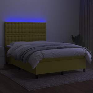 Box spring postel s matrací a LED zelená 140x190 cm textil - obrázek 3