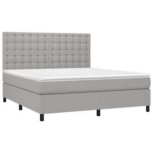 Box spring postel s matrací a LED světle šedá 160x200 cm textil - obrázek 3