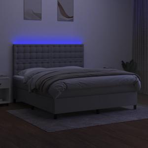 Box spring postel s matrací a LED světle šedá 160x200 cm textil - obrázek 4