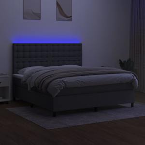 Box spring postel s matrací a LED tmavě šedá 160x200 cm textil - obrázek 4