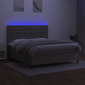 Box spring postel s matrací a LED taupe 160x200 cm textil - obrázek 4