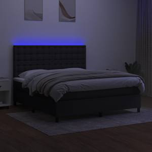 Box spring postel s matrací a LED černá 180x200 cm textil - obrázek 4