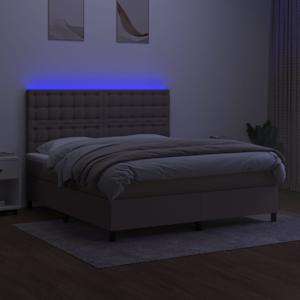 Box spring postel s matrací a LED taupe 180x200 cm textil - obrázek 4