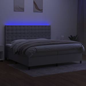 Box spring postel s matrací a LED světle šedá 200x200 cm textil - obrázek 4