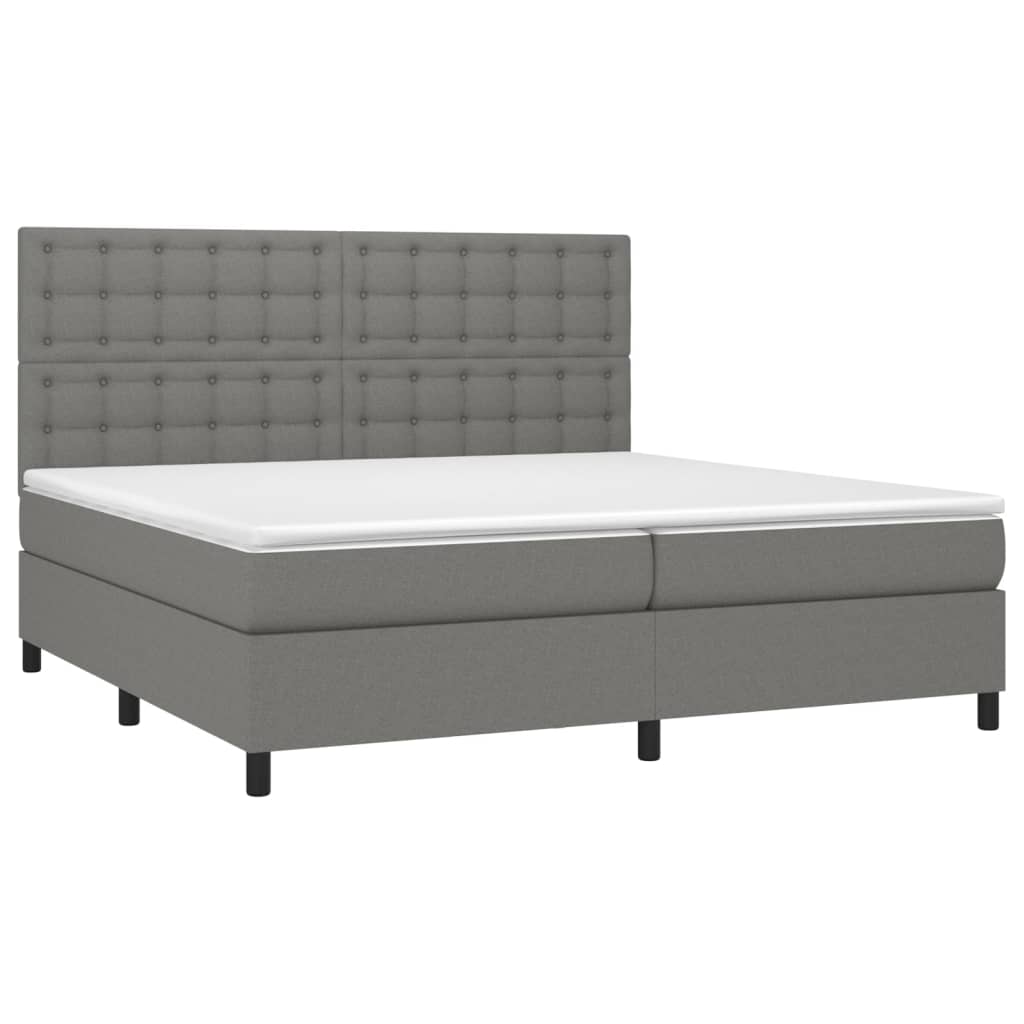 vidaXL Boxspring met matras en LED stof donkergrijs 200x200 cm afbeelding