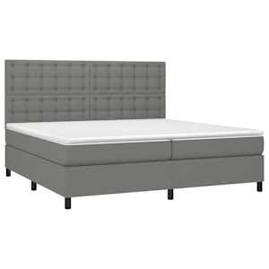 Box spring postel s matrací a LED tmavě šedá 200x200 cm textil - obrázek 3