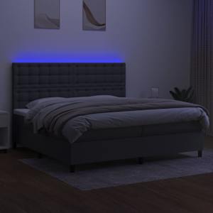 Box spring postel s matrací a LED tmavě šedá 200x200 cm textil - obrázek 4