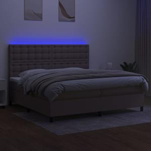 Box spring postel s matrací a LED taupe 200x200 cm textil - obrázek 4