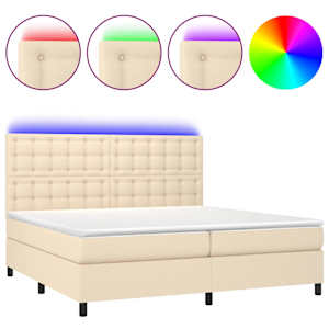 Box spring postel s matrací a LED krémová 200x200 cm textil - obrázek 2