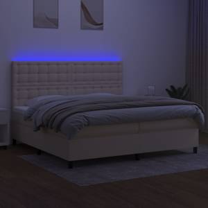 Box spring postel s matrací a LED krémová 200x200 cm textil - obrázek 4