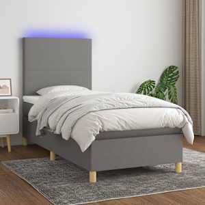 Box spring postel s matrací a LED tmavě šedá 80 x 200 cm textil - obrázek 1