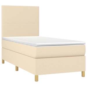 Box spring postel s matrací a LED krémová 80 x 200 cm textil - obrázek 3