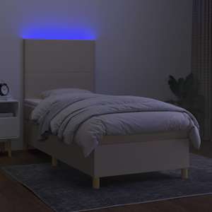 Box spring postel s matrací a LED krémová 80 x 200 cm textil - obrázek 4