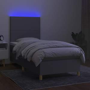 Box spring postel s matrací a LED světle šedá 100x200 cm textil - obrázek 4