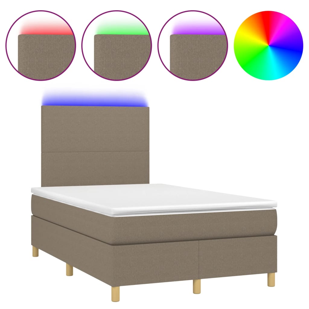 Thumbnail - vidaXL Boxspringbett mit Matratze & LED Taupe 120x200 cm Stoff