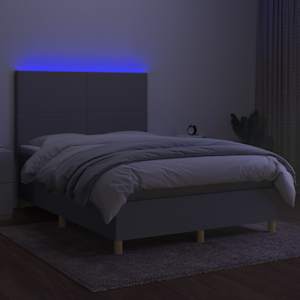 Box spring postel s matrací a LED světle šedá 140x190 cm textil - obrázek 4
