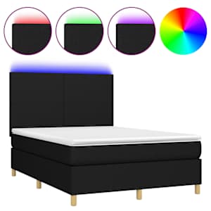 Box spring postel s matrací a LED černá 140x190 cm textil - obrázek 2