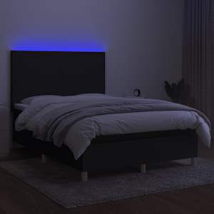 Box spring postel s matrací a LED černá 140x190 cm textil - obrázek 4