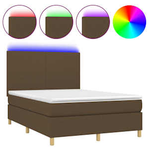 Box spring postel s matrací a LED tmavě hnědá 140x190 cm textil - obrázek 2