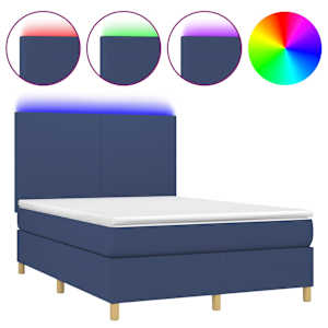 Box spring postel s matrací a LED modrá 140x190 cm textil - obrázek 2