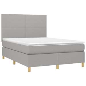 Box spring postel s matrací a LED světle šedá 140x200 cm textil - obrázek 3