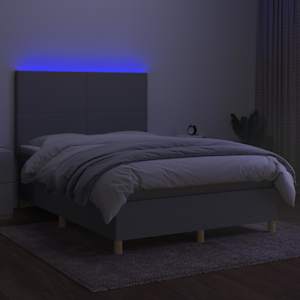 Box spring postel s matrací a LED světle šedá 140x200 cm textil - obrázek 4