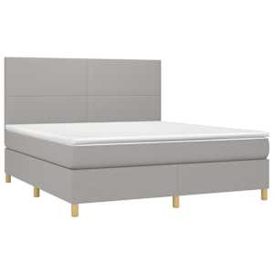 Box spring postel s matrací a LED světle šedá 160x200 cm textil - obrázek 3