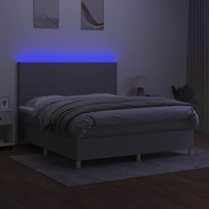 Box spring postel s matrací a LED světle šedá 160x200 cm textil - obrázek 4