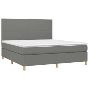 Box spring postel s matrací a LED tmavě šedá 160x200 cm textil - obrázek 3