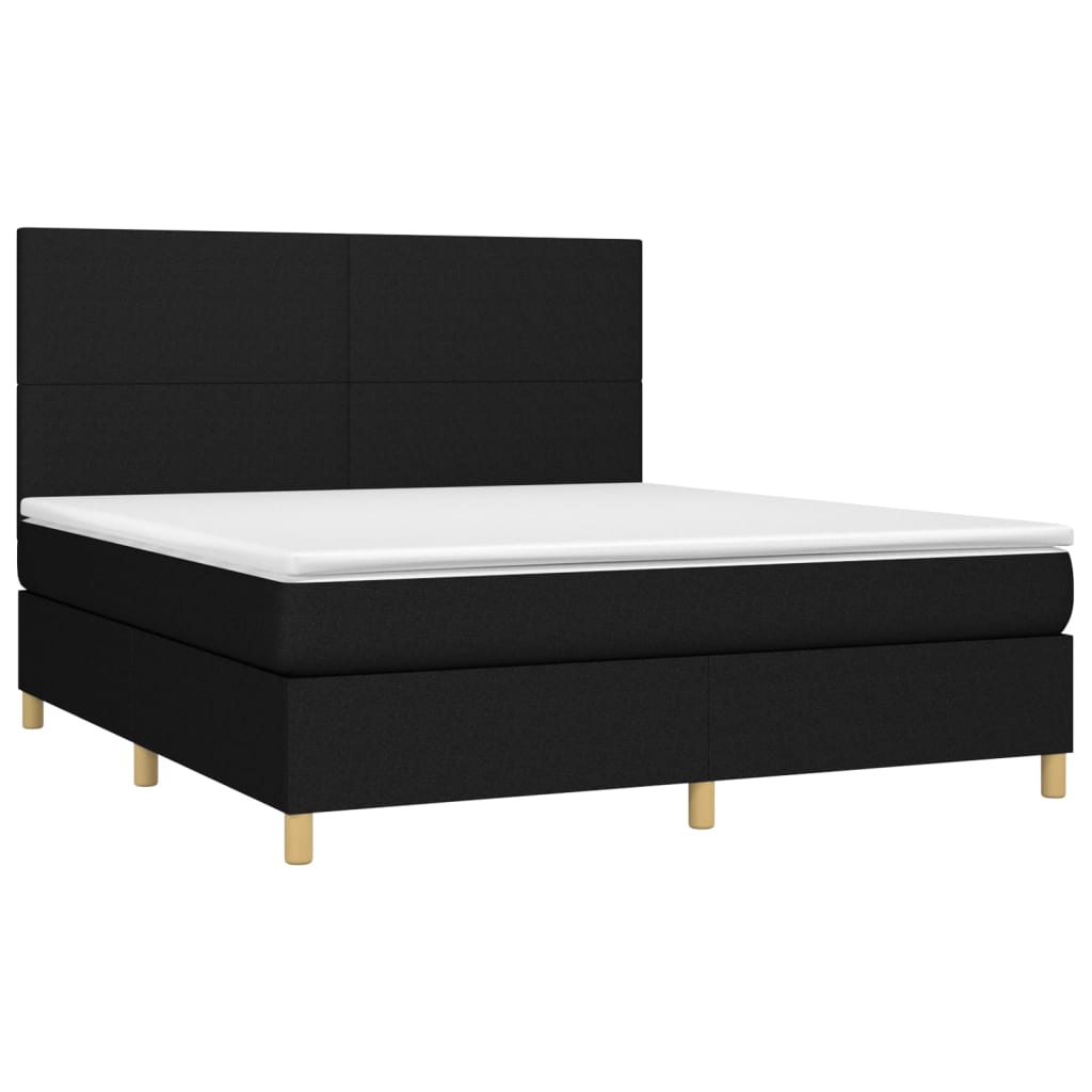 vidaXL Boxspring met matras en LED stof zwart 160x200 cm afbeelding