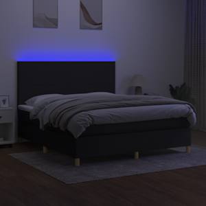 Box spring postel s matrací a LED černá 160x200 cm textil - obrázek 4